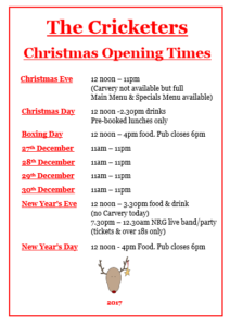 Xmas opening hours