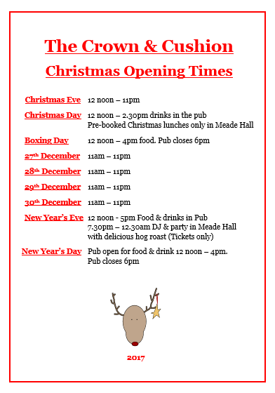 Xmas opening hours