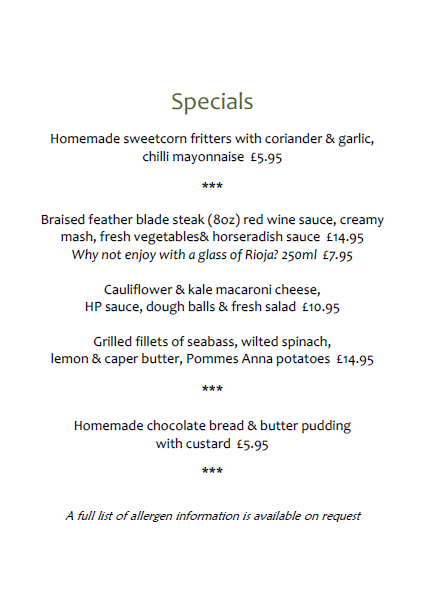 Image for New Year. New Specials Menu!